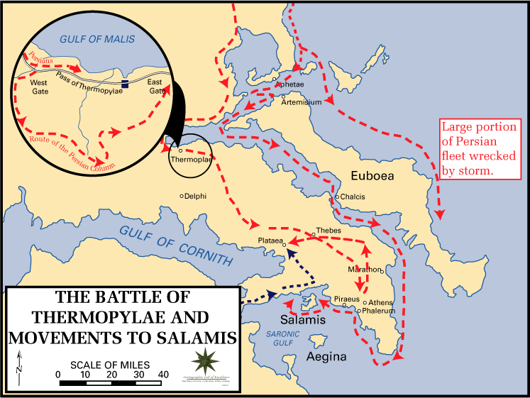 Thermopylae's Battle and Movements to Salamis